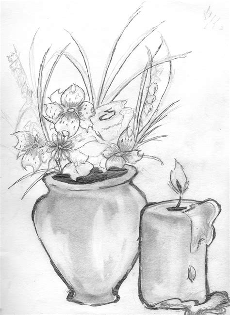It is all about knowing the proportions of the flowers and that you can easily do with the help of drawing a cosmos flower would be a little difficult than the ones mentioned above, nevertheless, they are easy and can be sketched by anybody. Vase With Flower Drawing at GetDrawings | Free download