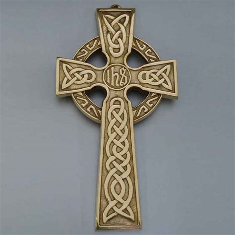Medium Brass Ihs Celtic Cross With Celtic Knot Design Free Us