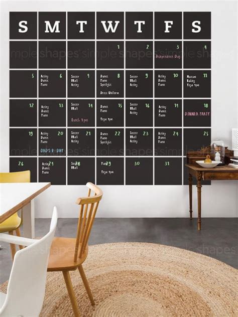 Chalkboard Wall Calendar Blackboard Calendar Wall Decal Etsy Calendar