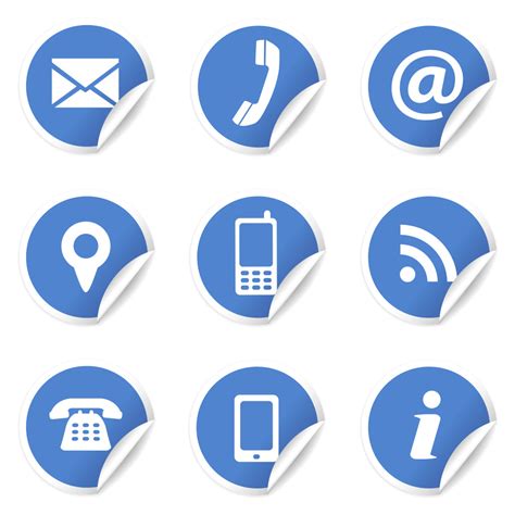 Web Contact Icons On Blue Labels Nobel Engenharia
