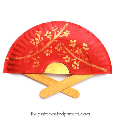 Chinese Paper Fan Craft Paper Plate Hand Fans Craft Pinterest Chinese