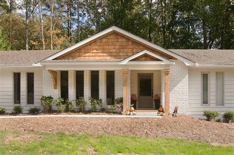 Combination Bracket And Column Portico Across A Ranch Home Designed