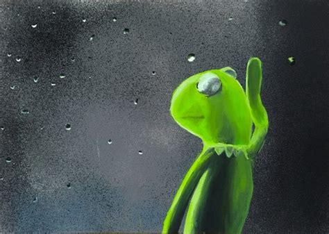 Kermit The Frog Sad Meme Postercanvas Of Original Oil Painting Art