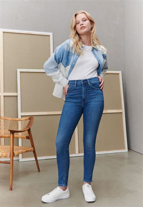 Levis® Retro High Skinny Double Button Jeans Skinny Run The Worlddenim Bleu Zalandobe