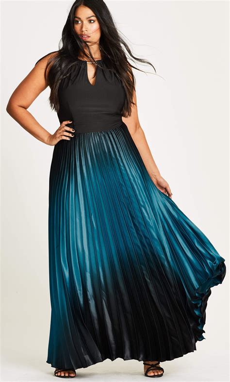 Womens Plus Size Pleated Ombre Maxi Dress — Coedition Maxi Dress
