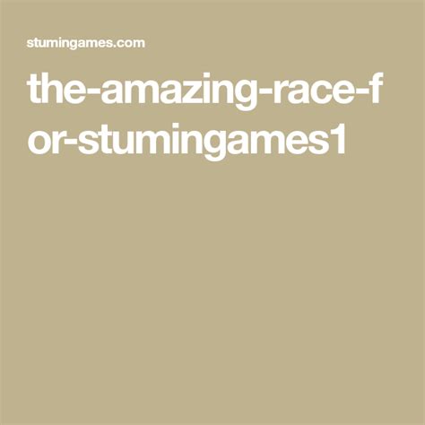 the-amazing-race-for-stumingames1 | Amazing race, Amazing ...