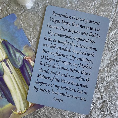 Memorare Prayer Virgin Mary Prayer Card Mother Of God Prayer Etsy