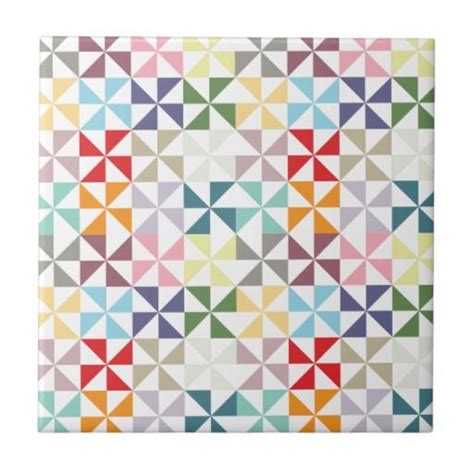 Colourful Geometric Pinwheel Tile Zazzle Curtain Patterns