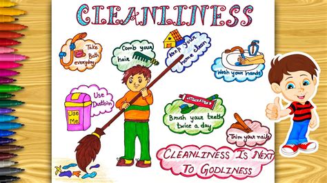 Cleanliness Day Drawing Personal Hygiene Poster Healthy Habits