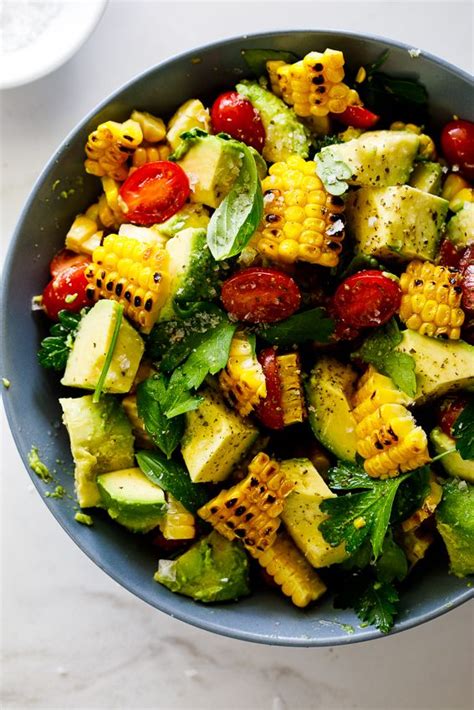 The Most Delicious Avocado Salad With Grilled Corn Tomatoes And Fresh