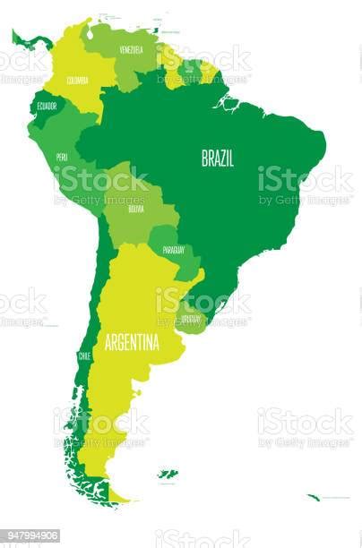 Mappa Politica Del Sud America Semplice Mappa Vettoriale Piatta Con