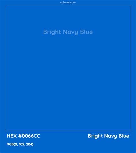 Bright Navy Blue 0066cc Tints And Shades