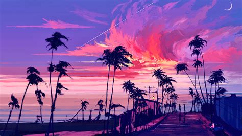 Sunset Illustration Digital Art 4k 4840f Wallpaper Pc Desktop