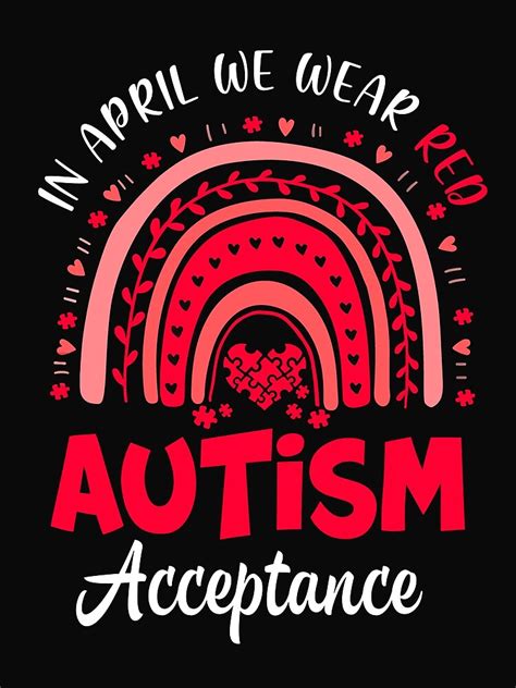 In April We Wear Red Instead Autism Acceptance Rainbow Poster For