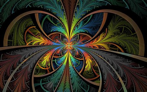 Hd Wallpaper Digital Art Abstract Fractal Mirrored Colorful