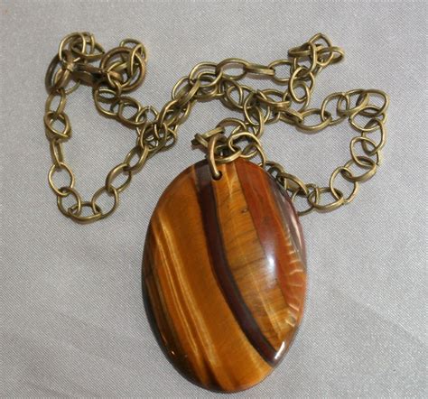 Men S Tiger Eye Statement Necklace Beautiful Large Stone