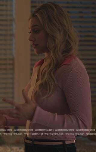 Wornontv Bettys Pink Contrast Trim Sweater On Riverdale Lili