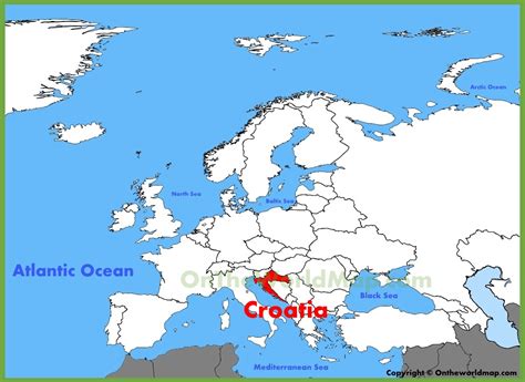 Mapa de croacia en europa. Croatia location on the Europe map