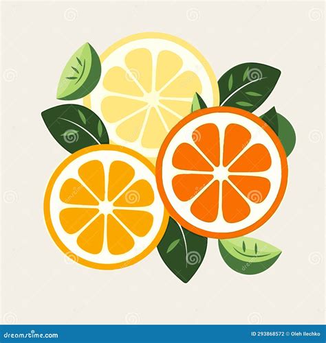 Oranges And Lemons Vector Flat Minimalistic Isolated Illustration Stock