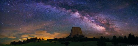 Devils Tower With Milky Way Panorama Devils Tower National Monument