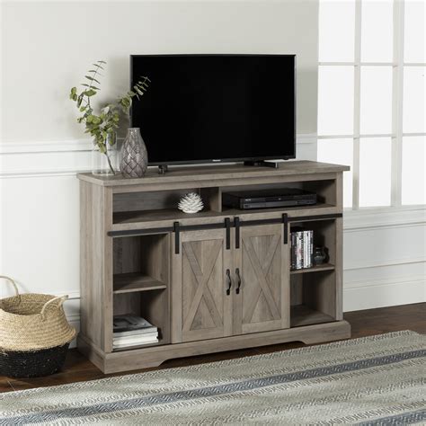 Manor Park Farmhouse Barn Door Tv Stand For Tvs Up To 58 Grey Wash