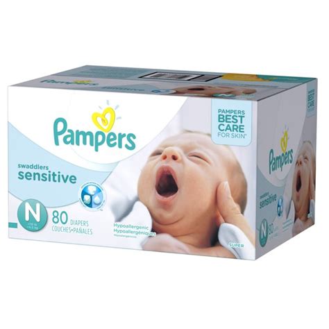 Pampers Swaddlers Sensitive Newborn Diapers Size 0 80 Count Walmart