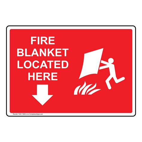 Fire Blanket Located Here Sign With Symbol NHE-13834