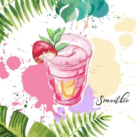 smoothie vector background with tropical leaves 502719 vector art at vecteezy