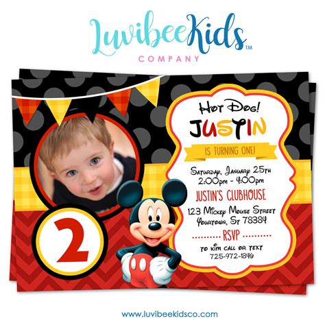Mickey Mouse Birthday Invitation Printable Invite Style 03