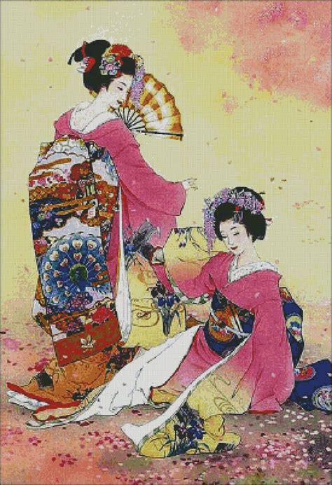 Maybe you would like to learn more about one of these? Goldmilky cross stitch kit "Japanese Geisha sisters"19.6 x ...