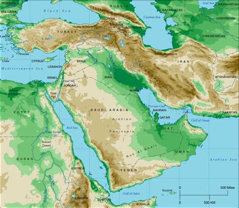 Topographic Map Middle East