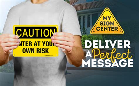 Amazon Com Caution Enter At Your Own Risk Sign 7 X 10 Yellow