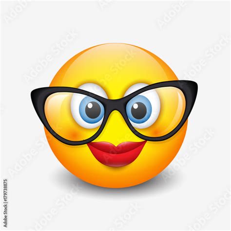 Cute Smiling Emoticon Wearing Eyeglasses Emoji Fichier Vectoriel Libre De Droits Sur La