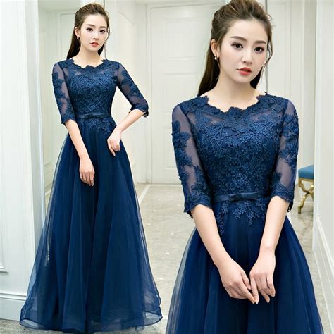 Banquet Evening Dress 2017 New Korean Style Fashion Long Dress Half