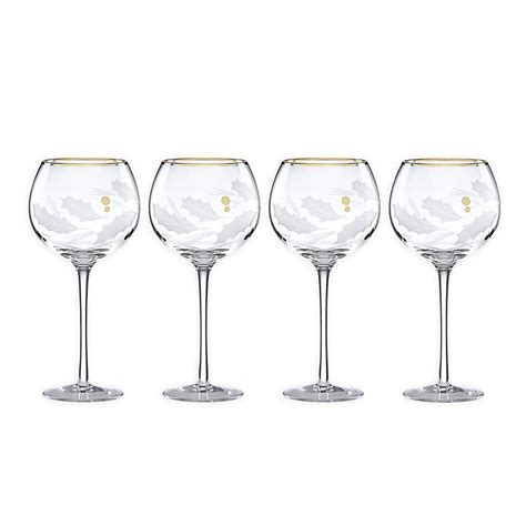 lenox® holiday stemmed wine glasses in gold set of 4 bed bath and beyond