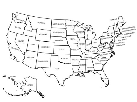 Printable Blank Map Of United States Elearningart