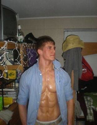 Shirtless Muscular Male Frat Boy Sweaty Chest Abs Huge Dude Photo X