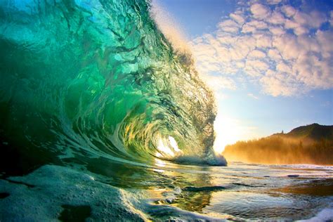 Beaches Clear Green Crystal Hills Beach Hawaii Beautiful Sunset Ocean Wave Wallpaper Surf