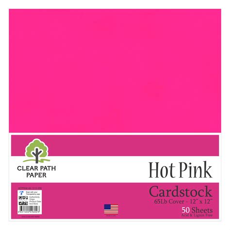 Hot Pink Cardstock 12 X 12 Inch 65lb Cover 50 Sheets Clear Path