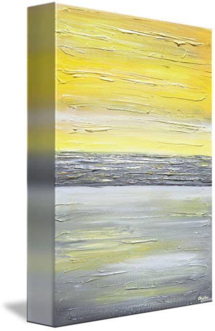 Giclee Print Art Abstract Yellow Grey Painting Vertical Wall Art Canvas
