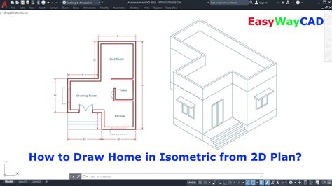 How To Draw A House In Isometric From Autocad 2d Plan Youtube
