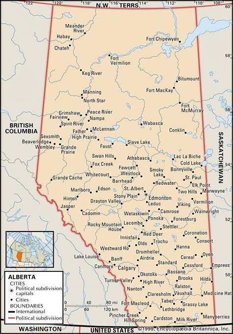 Map Of Alberta Canada With Cities And Towns