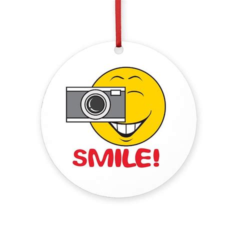 Photographer Smiley Face Ornament Round By Dagerdesigns