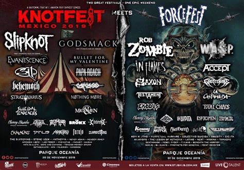 Sat sep 25, 2021 12pm cdt. Cartel completo de Knotfest meets Forcefest México 2019 ...
