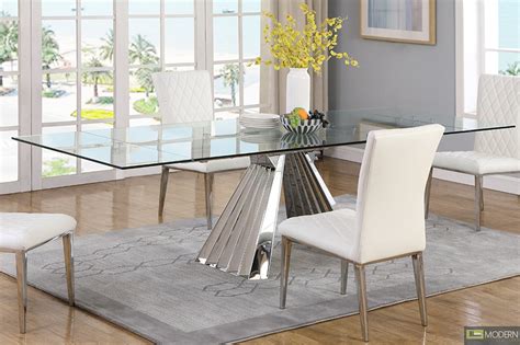 Modern Contempo Hypnotic Rectangular Extendable Glass Dining Table