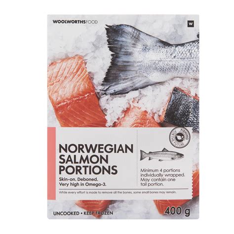 Frozen Norwegian Salmon Portions 400 G Za