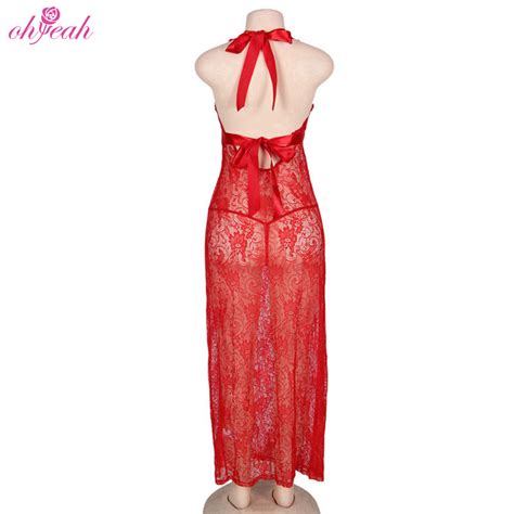 China Wholesale Halter Backless Long Red Erotic Sexy Lingerie China Lingerie And Sexy Lingerie