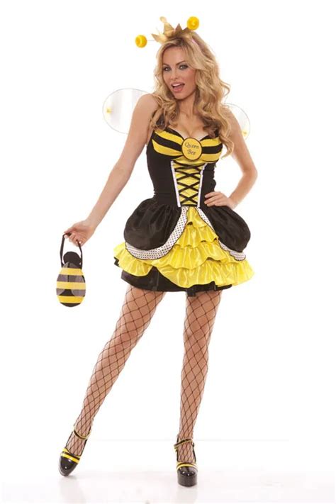 Free Shipping Adults Womens Sexy Bumble Bee Sexy Hen Night Party Fancy Dress Costume S M L Xl