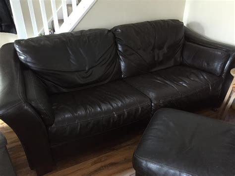 Available in over 160 different fabrics with either an english oak, dark mahogony or light oak finish on. Large 3seater leather sofa a chair and foot rest WALSALL ...