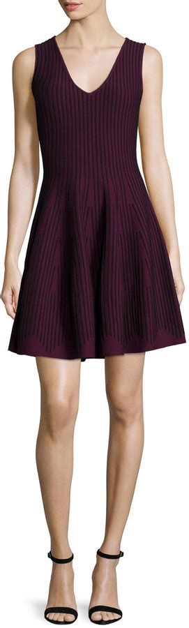 Milly Sleeveless Fit And Flare Dress Burgundyblack Fit Flare Dress